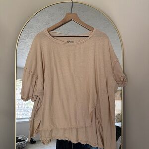 Free People Cream Short Sleeve Top